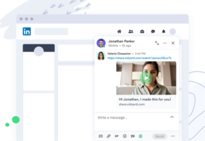 Screenshot view of a direct video message in LinkedIn using Vidyard for social selling.